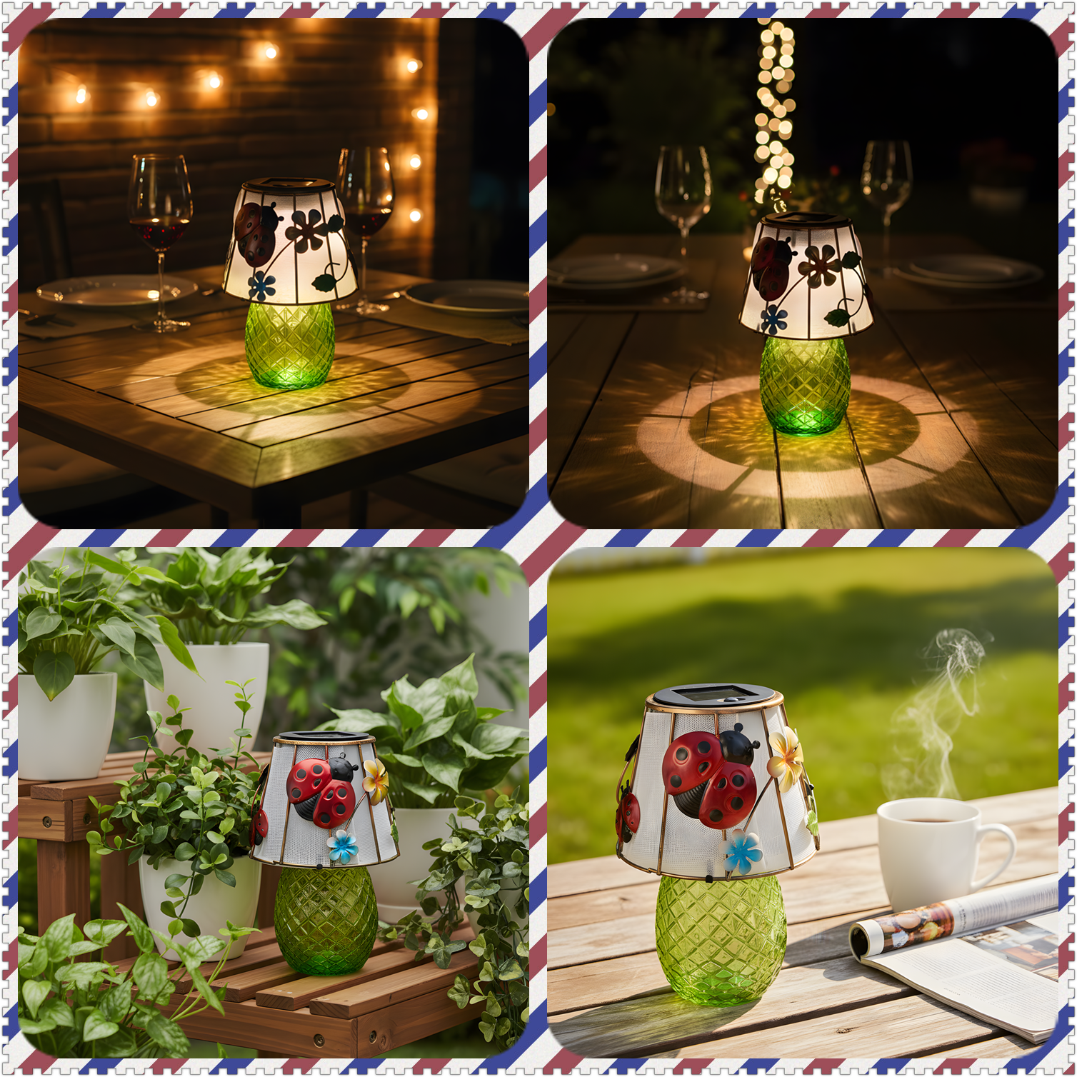 ChexLizard Ladybug Solar Outdoor Table Lamp, Waterproof Garden Decor Light for Patio Porch Deck Yard and Backyard